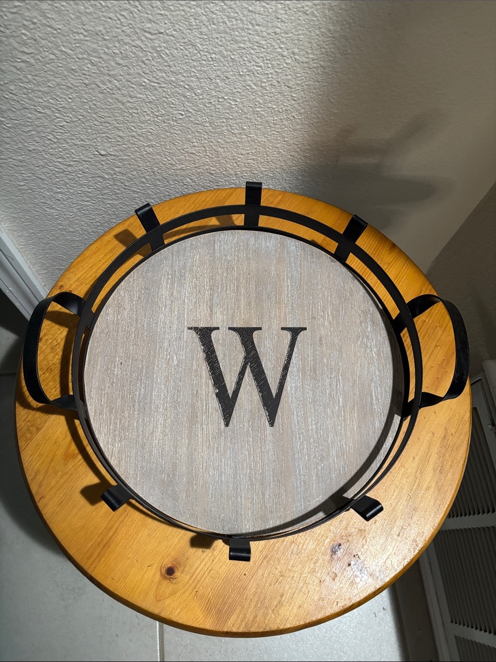 Monogram W Round Serving Tray